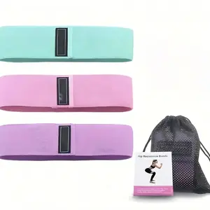 Resistance Band Set 3 Counts Wide Exercise Bands Durable Hip Training for Home Gym Teal Pink Purple Elastic Squat Yoga Stretch Strength Training Fabric Loops Booty Leg Pilates Flexbands