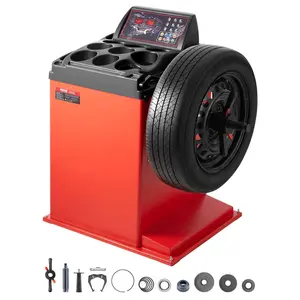 VEVOR Tire Changer Machine, 18 Spindle, Durable Tire Balancer with 4 Size of Conic 45# Steel, Reinforced Tire Balancer with Complete Measuring Tools Multi-Compartment, Fit for 1.5-18 Wide Tire