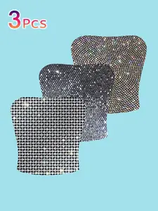 3-Piece Set Star Rhinestone Tube Top, Sexy Short Slim Fit Backless Vest, Y2K Style Inner Outer Wear, Party Stage Eye-Catching Top