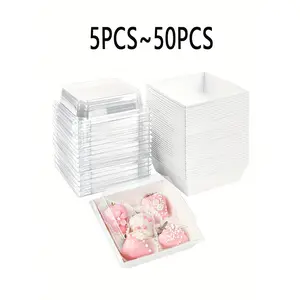 5/10/20/30 Pack Dessert Boxes with Transparent Lids, Oil-Proof Kraft Paper, Baking Food Containers for Cookies, Macarons, Cakes, Sandwiches