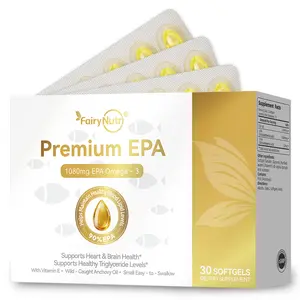 FairyNutri Premium EPA Fish oil 1080mg 90% high-purity EPA+DHA Omega-3 VE Triglyceride Helps Maintain Healthy Blood Lipid Levens 30 Softgels