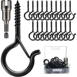 20 count Q-Hanger Screw Hooks with Safety Buckle Design Christmas Lights Hanger Hooks, Easy to Release, Include 1 Wing Nut Driver