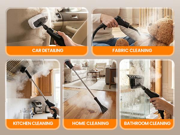 EasyWox Handheld Pressurized Steam Cleaner, Handheld High Temp Portable Cleaning,Multipurpose Steamer for Home Use, Pressurized Steamer for Cleaning Floor, Upholstery