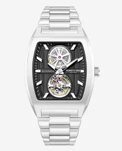 Skeleton Automatic Black Dial Stainless Steel Bracelet Watch