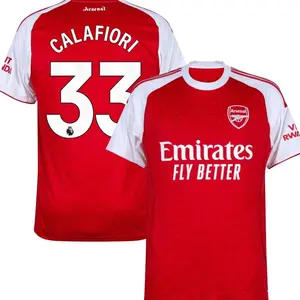 Unisex Soccer/Football Premier League Arsenal Club Riccardo Calafiori Champions League 2025/26 Home/Away Replica Jersey - Red