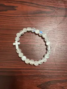 All White Bracelet with White Cross Bead for Everyday Wear and Spiritual Comfort