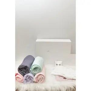 NScarves Spring Hijab Gift Box with 2 Comfortable Undercaps, 5-6 Hijabs from Marble Satin, Light Refreshing Colors, Perfect for Gifts