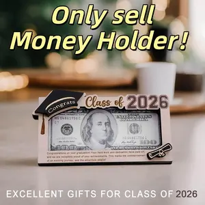 1PC Class of 2026 Graduation Money Holder, Wooden Cash Envelope & Card Display, Unique Graduation Gift for High School, College & University Graduates, Holiday & Graduation Party Supplies