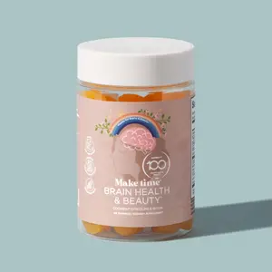 Make Time for Brain & Beauty Gummy | Vegan Sugar-Free Blueberry Multivitamin Gummies for Focus, Energy & Clarity | With Cognizin Citicoline, MCT Oil, Biotin & Curcumin | Supports Radiant Skin, Healthy Hair & Nails, Glow