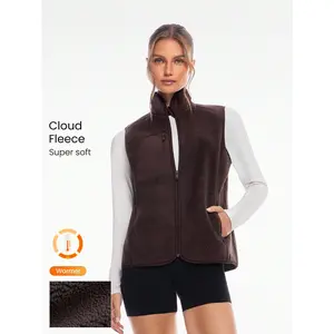 GLOWMODE Cozy Thick Polar Fleece Soft Warm Relaxed Fit Elastic Neck Armholes Vest With Front Pocket Daily Casual Winter