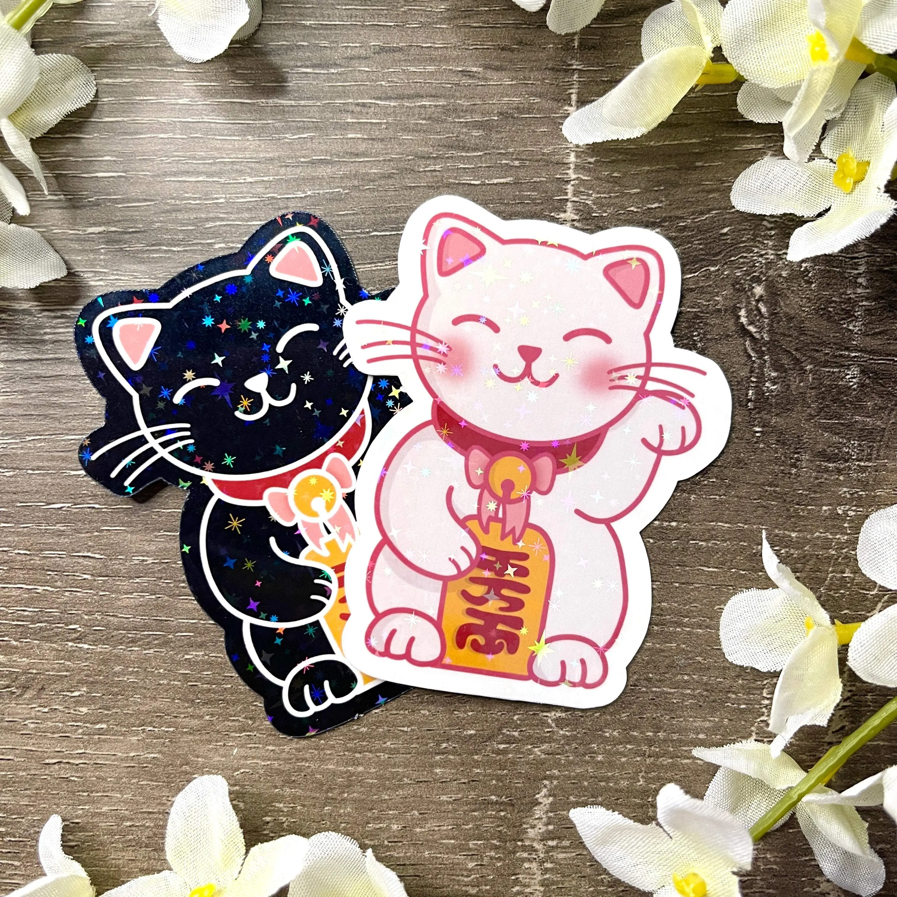 Lucky Cat (Maneki-Neko) Sticker - Sparkle Vinyl