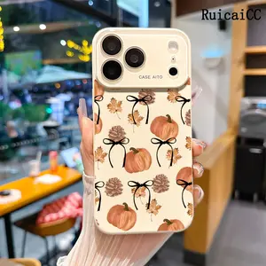 Aesthetic Fall Pumpkin Bow Custom TPU Phone Case for iPhone 17 Pro Max, 16, 15 Plus, 14, 13, 12 Series – Full Camera Lens Protection, Shockproof, Drop-Resistant, Durable, Suitable for Adults, Customize