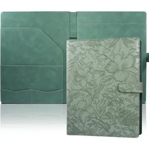 Professional Padfolio Portfolio Binder, Textured Embossing Faux Leather Folder Organizer for Letter Size Legal Pad Notepad Resume, Card Holder for Women Men Business Office Conference (Green)?