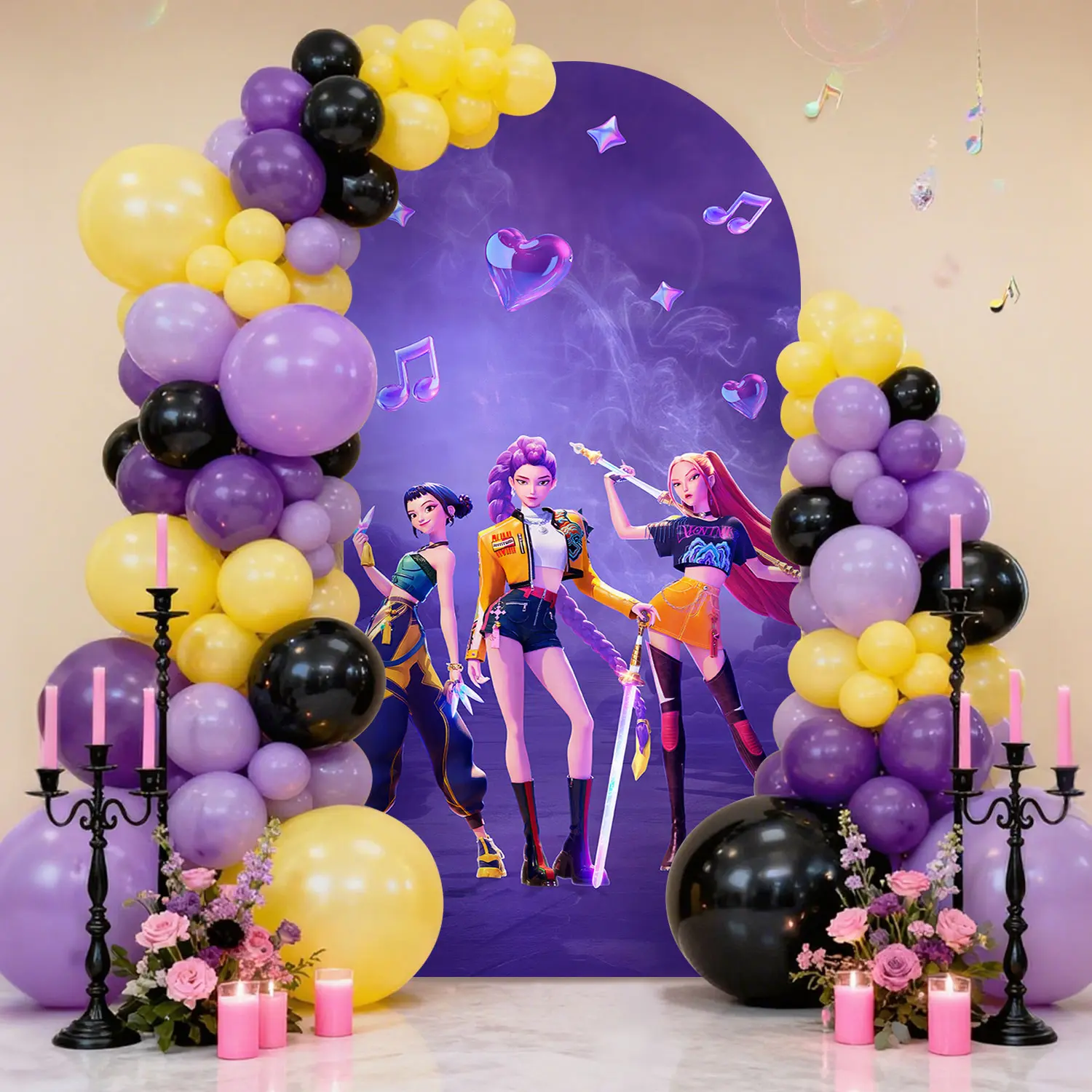 Cartoon Girls  Arch Backdrop Cover 6.56x3.28FT for Birthday Party Cosplay Wedding Baby Shower Backdrop Ceremony Banquet Decoration Photo Props