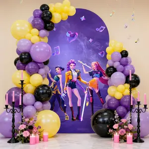 Cartoon Girls  Arch Backdrop Cover 6.56x3.28FT for Birthday Party Cosplay Wedding Baby Shower Backdrop Ceremony Banquet Decoration Photo Props