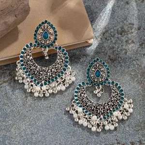 1 Pair Heart-Shaped Earrings | Indian Jhumka | Nepali Earring | South Asian Earring | Bollywood Earring Wedding, Party, Saree, Kurti, Lehenga | Valentine’s, Mother’s Day Gift