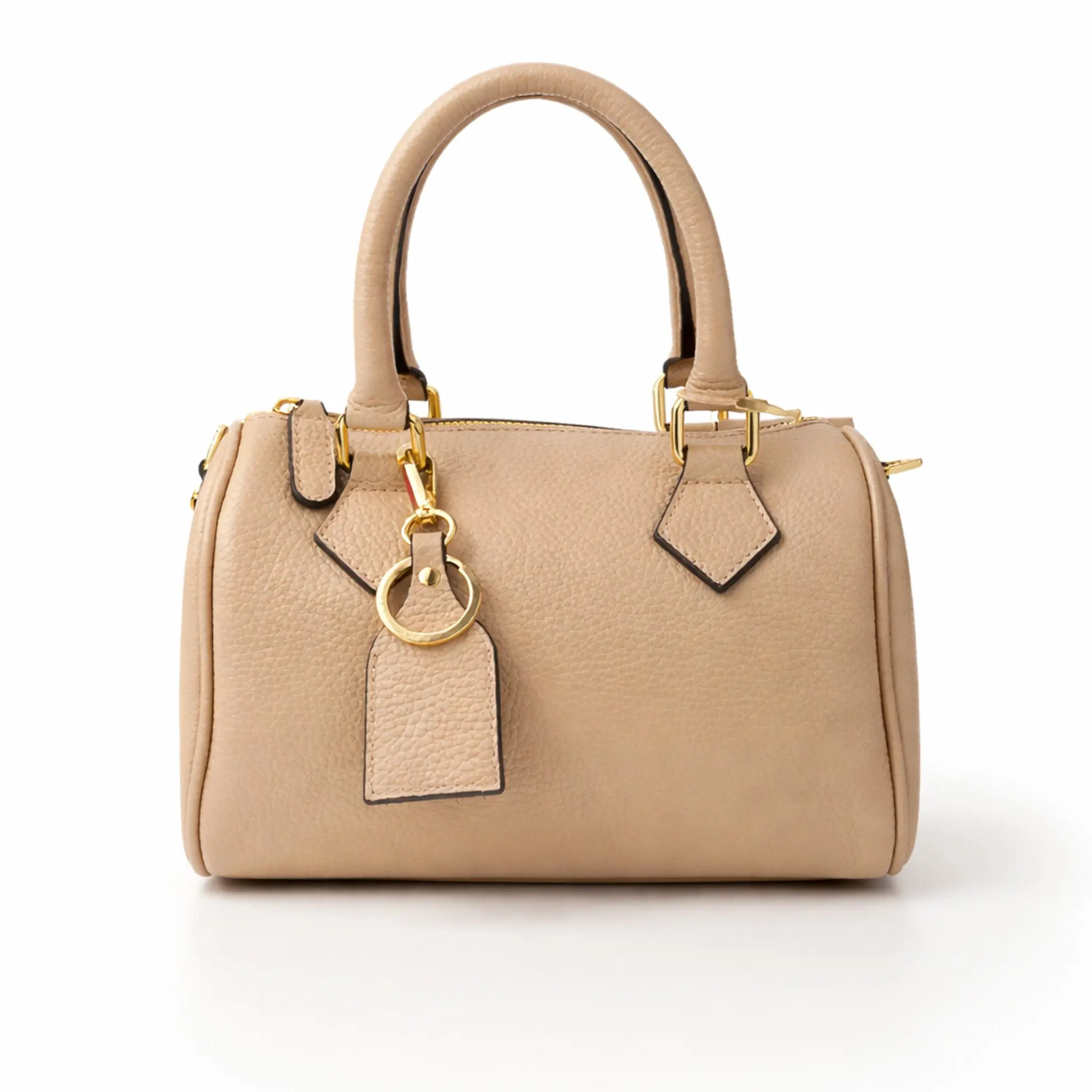 Pebbled Leather Mini Barrel Handbag