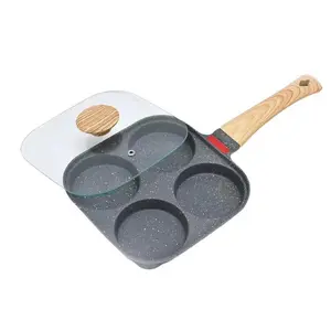 Nonstick Egg Pan Skillet – Perfect for Frying Eggs, Includes Bonus Brush & Spatula, Durable Kitchen Cookware for Home Cooking & Breakfast Grill Induction Insulation Oil Silicone Traditional Aluminium Holes