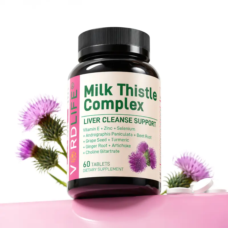 VORDLIFE Natural Liver Cleanse & Repair Pills Milk Thistle Supplements with Dandelion Root, Artichoke, Turmeric, Zinc, Selenium, Vitamin E & More 3 Type-in-1 Formula for Overall Health Support, 60 Ct