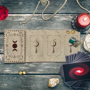 1 Piece Retro aesthetic storage bag, a magic broom-decorated polyester storage bag for tarot card storage, a gift for Tarot enthusiasts, and a decorative item Decoration for party events