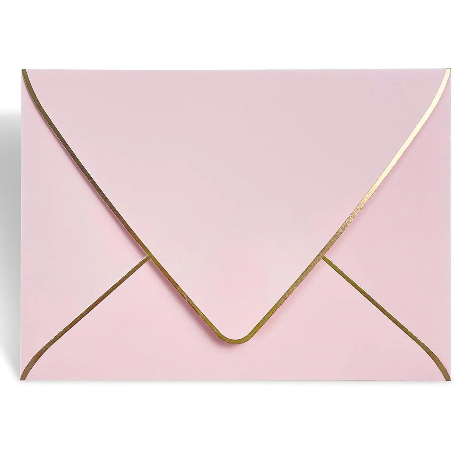 A7 Foil Wedding Invitation Envelopes 50 Pack 5x7 - V Flap, Quick Self Seal, Golden Border, 250gsm Thick Luxury Paper for 5x7 Cards, Weddings, Announcements