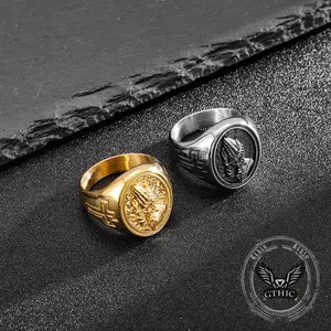 GTHIC Hip Hop Praying Hands Cross Stainless Steel Ring Charms Jewelry for Men and Women Daily Wear