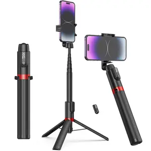 KraftGeek 51" Selfie Stick Tripod for iPhone 16, Wireless Bluetooth Remote Control, Adjustable Phone Holder, Extendable Phone Tripod Stand, Extra Sturdy Anti-Shake Tripod Cell Phone Stand