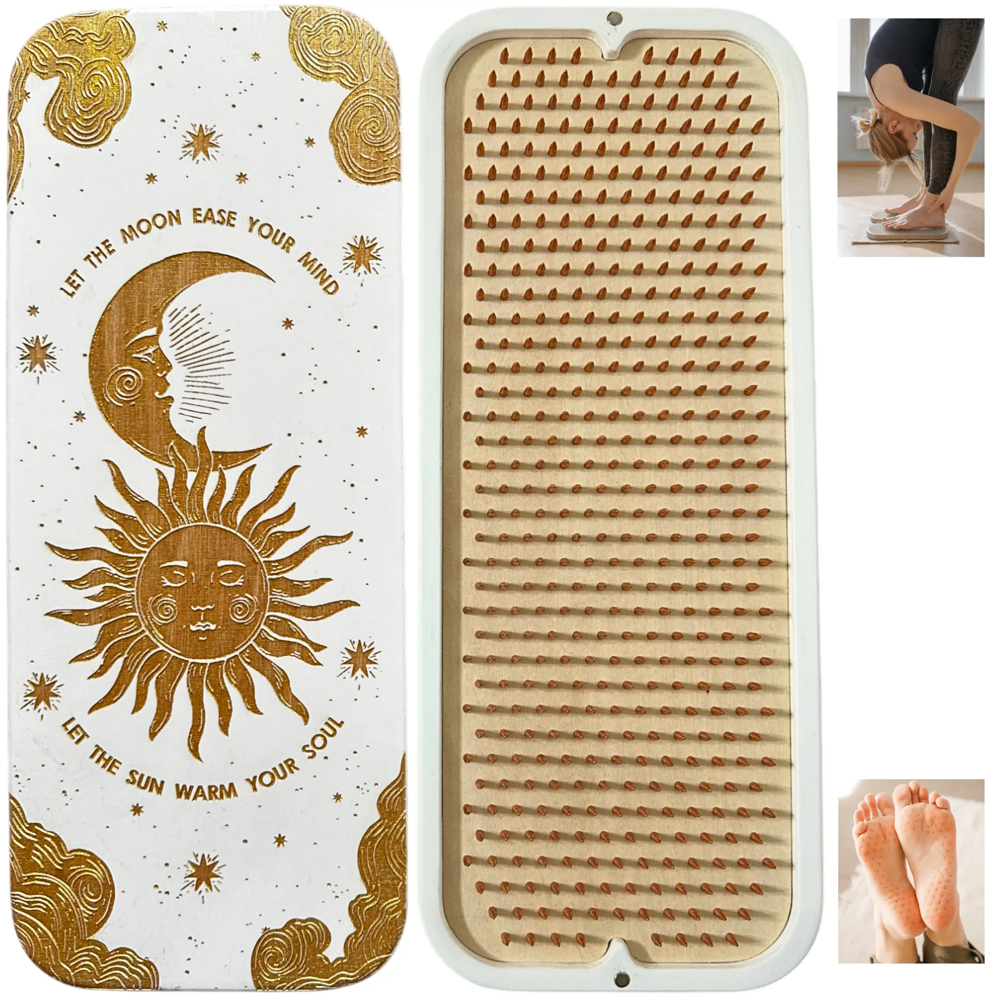 Sadhu Board with Copper Nails, 0.3 Inches (8 mm), Nail Boards for Feet, Slim Sadhu Wood Board for Yoga, Sadhu Nail Board, Yoga Gift