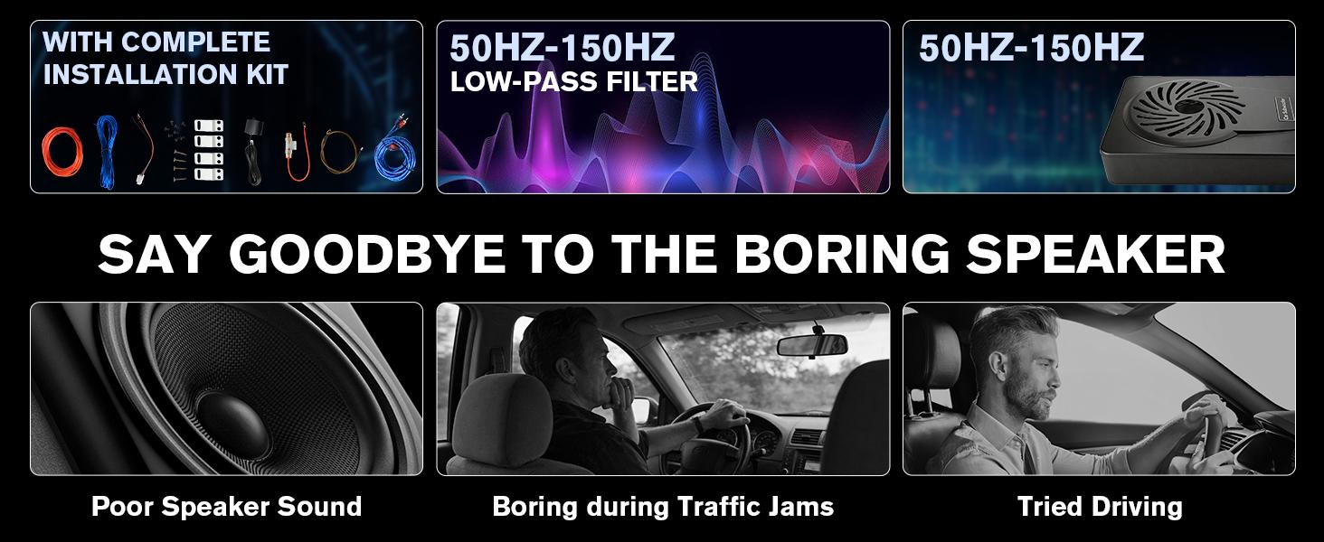 10 inch 1200W ultra-thin under-seat active car subwoofer, efficient heat dissipation, slim appearance