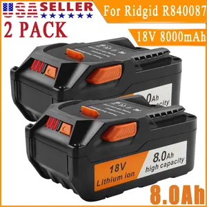2025new NEW 2PACK 8.0Ah For Ridgid 18V Battery LED Lithium R840087 R840085 Power Tool US High Capacity