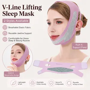V Line Face Strap Sleep Mask, Breathable Elastic Facial Support Band, Breathable Design, Ergonomic Reusable Chin Wrap with Ear Openings & Adjustable Fit, Lightweight Night Use Beauty Accessory for Women Men, Travel Rest & Daily Skin Care Routine