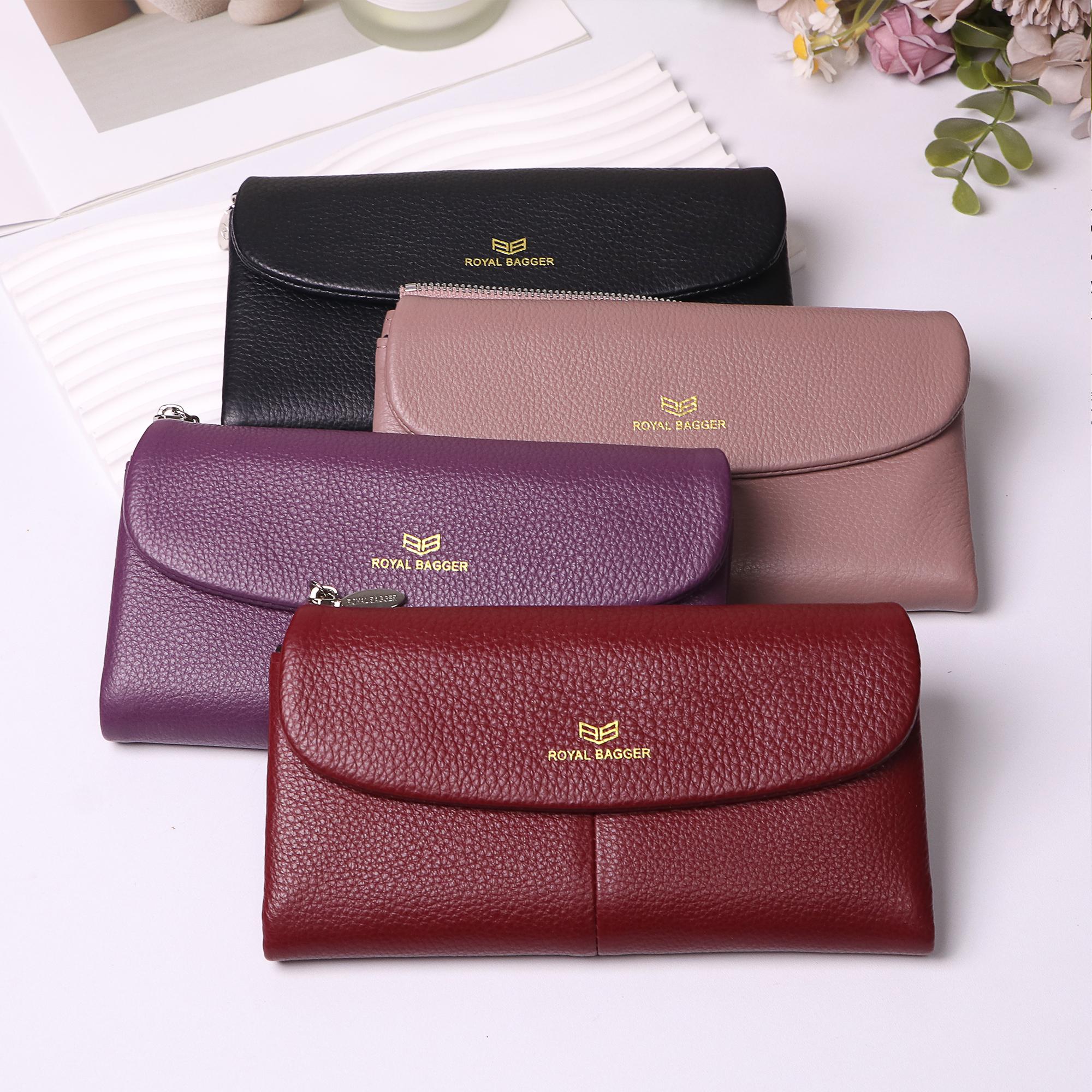 Royal Bagger RFID Blocking Women's Short Wallet Genuine Leather Multi-card Slots Card Holder Trifold Purse Magnetic Opening 2063 SpringStatements