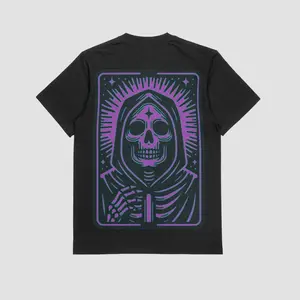 Death's Tarot T-shirt - Unisex Short Sleeve Crew Neck Rock Gothic Style Cotton Top for Men & Women Summer Wear Streetwear