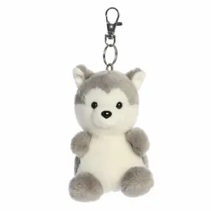 Palm Pals Adorable Busky Husky Gray Soft Plush Collectable Stuffed Animal