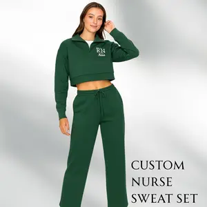 Nurse Embroidered Quarter Zip and Sweatpants Set-Nurse 1/4 Zip Sweatshirt-RN Sweatshirt-Nursinf Sweatshirt