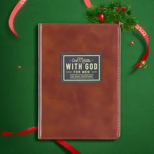 One Minute with God for Men | 365 Devotions in Brown Faux Leather | Daily Faith & Encouragement Journal | Portable 365-Day Reflection Book | Perfect Gift for Christmas, Birthdays, Holidays & New Year | Men’s Christian Self-Improvement Devotional Notebook