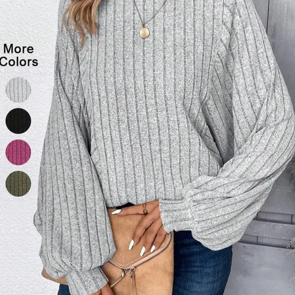 Women's Fall Winter Casual Comfortable Batwing Sleeve Knit Pullover Sweater, Round Neck Long Sleeve Top for Daily Commute & Leisure Wear(gift)
