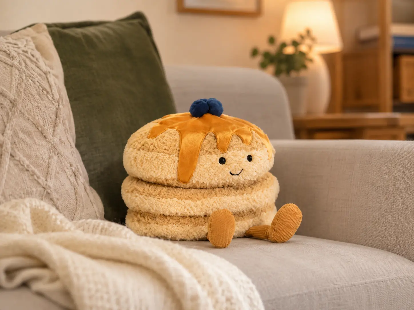 Jellycat Pancakes Plushie, Soft Fluffy Food Stuffed Animal with Syrup, Cute Collectible Toy, Birthday Baby Shower Christmas Gift
