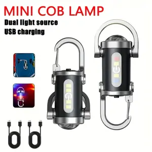 2pack Multi-functional Lithium Battery Emergency Light Keychain - Portable Phone-Charging Mini Torch for Camping, Hiking