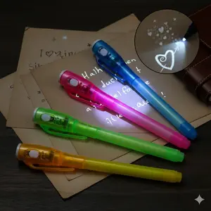 UV Invisible Pen with Light, Safe Non-Toxic Fluorescent Ink for Kids, Secret Writing Learning Tool, Glow in The Dark Drawing Toys, Creative Party Gifts, Fun Games for Students & Group Activities.