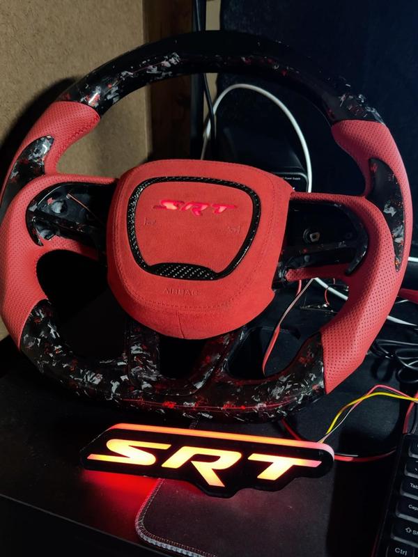 Habibis Carbon RGB Grill Badges SRT, R/T, SRT Hellcat, Scatpack, SRT Smooking bee, SXT, Cobra, Mustang, DAYTONA, Multicolor Bluetooth App Controlled Illuminated Car Emblem Waterproof Light-Up Logo Decal for Cars Trucks & Custom Styling