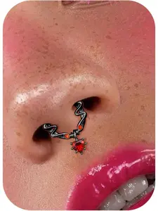 16G Silver/Gold/Black Rose Septum Rings Heart CZ Hinged Nose Rings Hoops Stainless Steel Daith Piercing Jewelry Helix Tragus Conch Earrings Septum Clicker Nose Piercings for Women 8mm 10mm