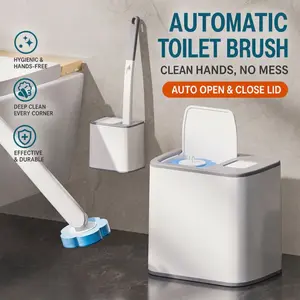Disposable Toilet Brush Set 24PCS Replacement Heads Built In Cleaning Liquid Flower Sponge Head Wall Mount Holder Long Handle No Touch Deep Clean Household Bathroom Cleaning Tool