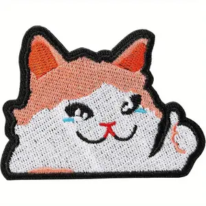 Funny Cry Cat Durable Polyester Patch, Cute Cat Meme Morale Patch, DIY Applique Accessories for Backpacks, Dog Harnesses, Army Vests, Gym Bags, Hats, Helmets