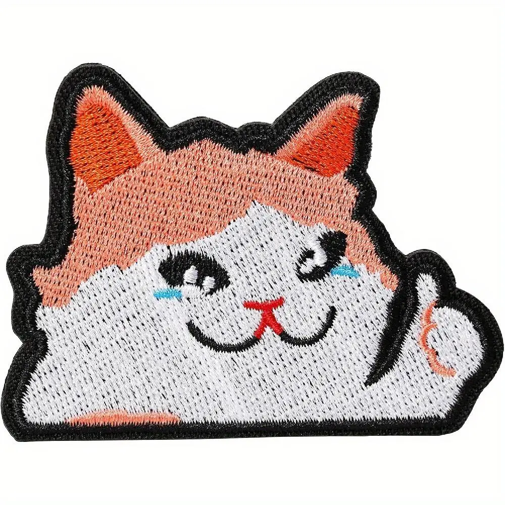 Funny Cry Cat Patch, Cute Cat Meme Morale Patch, DIY Applique Accessories for Backpacks, Dog Harnesses, Army Vests, Gym Bags, Hats, Helmets