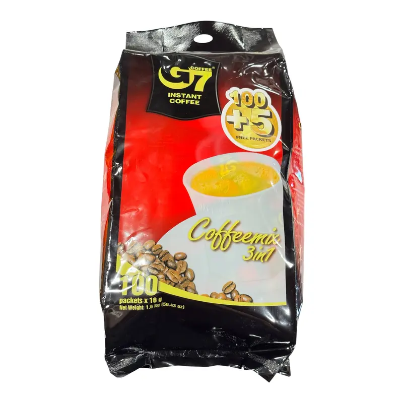 G7 Instant Coffee 3 in 1 Coffee Mix, 100 packets(servings)per Bag - Popular Vietnamese Coffee