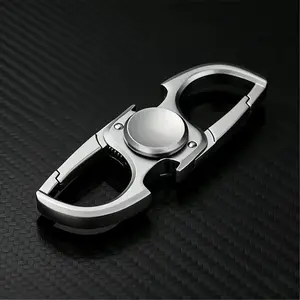 Multifunctional Alloy EDC Keychain Bottle Opener Rotating Fidget Spinner with Tungsten Spring Precision Bearing Portable Desktop Tool for Ages 12+