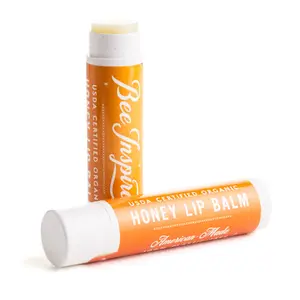 BeeInspired USDA Certified Organic Honey Lip Balm - Silky Smooth Comfort for Dry Lips, Plant-Based Tube, Light Honey Scent, Non-Sticky, No Chemical Taste