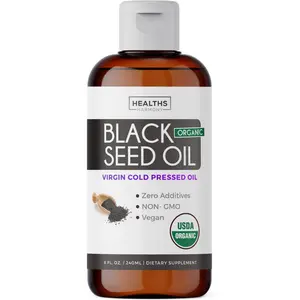 USDA Organic Black Cumin Seed Oil Liquid (8 fl oz) Premium Cold-Pressed Nigella Sativa Producing Pure - Antioxidant Supplement - Vegan, Gluten-Free, & Non-GMO (No Pills or Capsules) Healthcare Plant