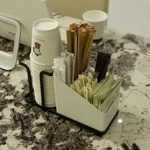 1-Pack Disposable Cup Holder - Durable Organizer with Multi-Compartment Storage, Perfect for Coffee Station Accessories at Home/Apartment/Café/Office, Holds Coffee Cups/Straws/Sugar Packets/Stirrers, Essential Counter Organizer for Coffee Machine